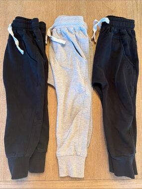 Kids Jogger Pants - Black & Gray Drawstring Sweatpants
